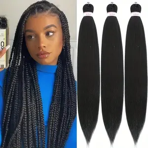 Alrence Pre Stretched Braiding Hair 30 Inch 3 Packs Professional Synthetic Crochet Twist Braids 1B# Natural Look Low Temperature Flame-Retardant Yaki Texture