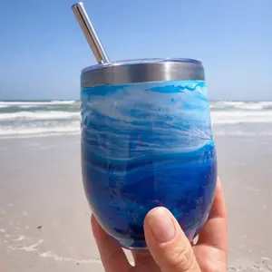 Tide & Toast Coated Metal Tumbler w/ Lid Metal Straw & Straw Cleaner Drinkware Mugs