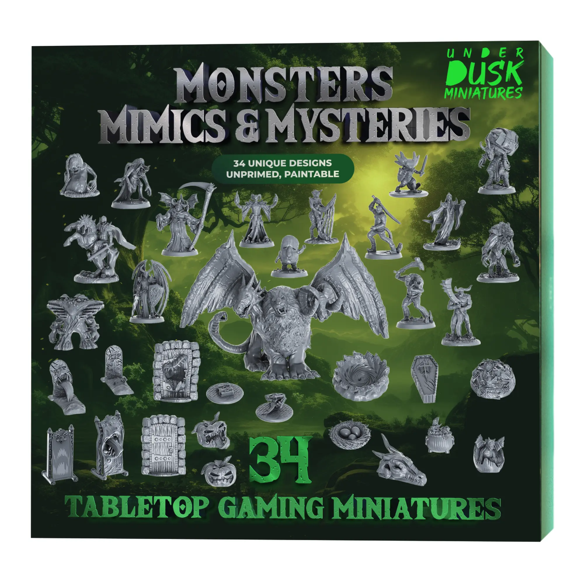 Underdusk Monsters Mimics & Mysteries – 34 DnD Minis | Transforming Mimics | Stat Blocks Action Figurine Action Figures