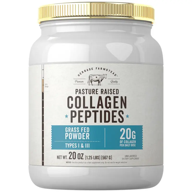Carlyle Grass Fed Collagen Peptides Powder 20oz | Unflavored | Pasture Raised | Types I & III | 20g of Collagen Per Daily Dose | Non-GMO, Gluten Free | by Herbage Farmstead