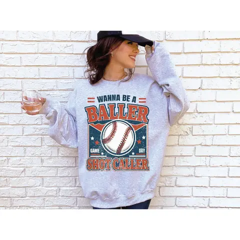 Wanna be a Baller Baseball Athletic Grey