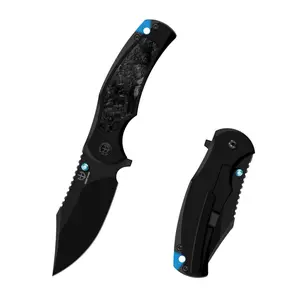 Sharp Blade Titanium Frame Lock Folding Knife 14C28N Carbon Fiber EDC