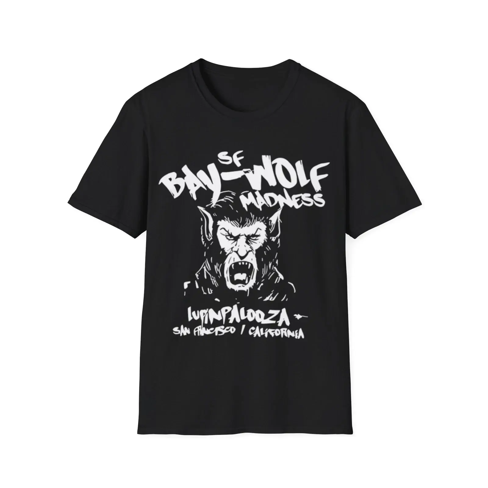 Bay Wolf Madness Lupinpalooza San Francisco Werewolf Rock Band Vintage T-Shirt, Fashion Cotton, Full Colors, Full Sizes, For Men, For Women