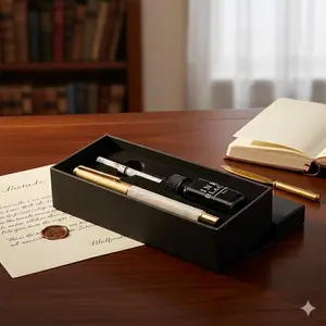 Premium Fountain Pen Gift Set: 15ml Ink, Calligraphy Writing Tools for Professionals, Non-Slip Resin Pen, Refillable Ink Cartridges, Ideal for Office, Signature & Creative Practice.