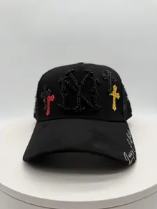 BLACK Luxury Style Mesh Diamond Crosses of God Hat