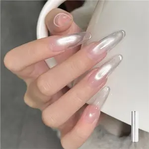 Silver Cat Eye Gel Nail Polish, 16ml Jelly Glitter Holographic Nail Polish with Magnet, Reflective Translucent UV Gel, 3143 Liquid Silver