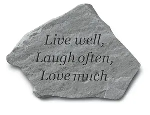 212 MAIN Cast Stone Weatherproof Outdoor Accent, "Live Well-Laugh Often-Love Much" Design, 11x8 in Garden Wall Decor for Outdoor Wall Display