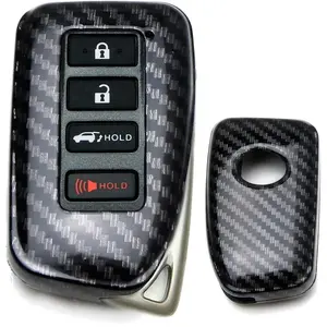 Gloss Finish Black Carbon Fiber Pattern Hard Shell Key Fob Cover Case, Compatible with 2nd Gen Lexus is ES GS RC NX RX LX 200 250 350 4-Button Smart Key Fob
