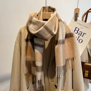 British Classic Plaid Scarf Unisex Winter Wrap, Soft Warm Windproof Tassel Edges, Versatile Male Female Scarf