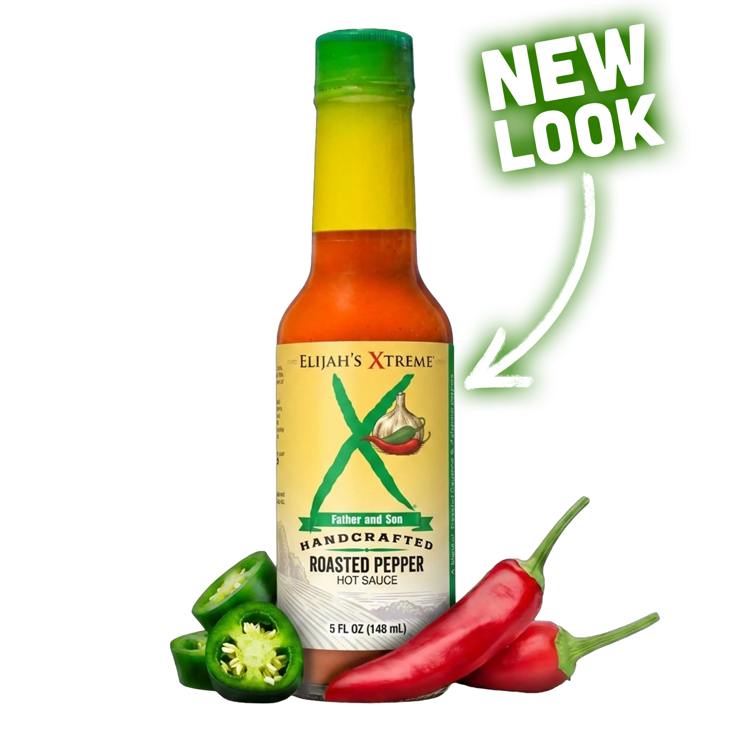 Elijah's Xtreme Roasted Cayenne & Jalapeño Pepper Sauce - Mild Heat, Fire-Roasted Pepper Blend, All Natural, Vegan, Gluten Free, 5 oz Bottle