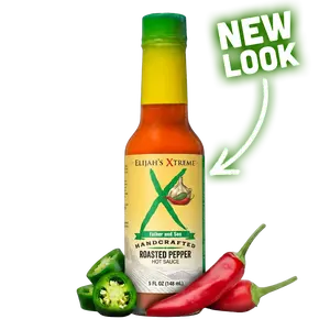 Elijah's Xtreme Roasted Cayenne & Jalapeño Pepper Sauce - Mild Heat, Fire-Roasted Pepper Blend, All Natural, Vegan, Gluten Free, 5 oz Bottle