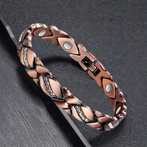 Women's copper magnetic bracelet, fashionable daily accessories, allergen free, nickel free, skin friendly, perfect family gift, Valentine's Day gift, Thanksgiving gift, Christmas gift, New Year's gift, and other holiday gifts magnetic therapy