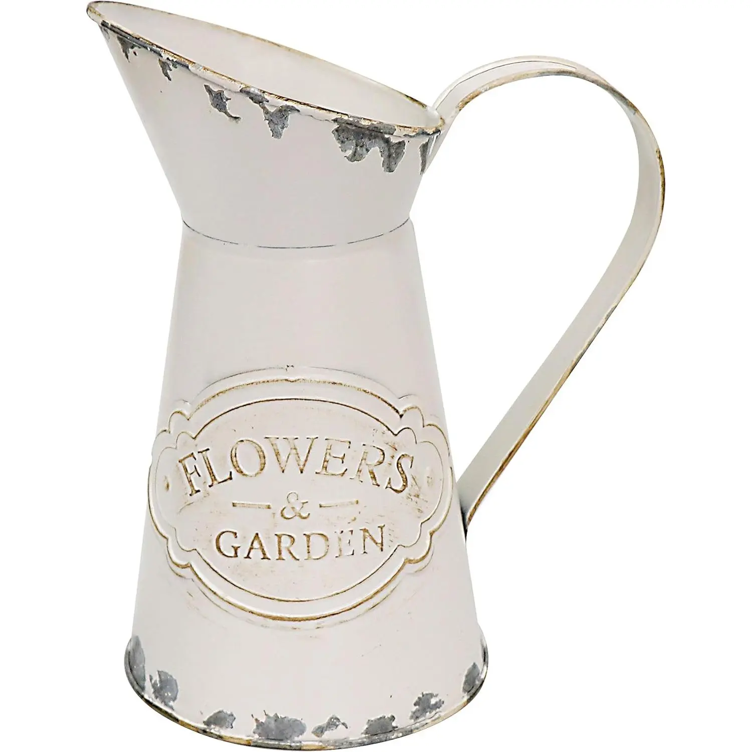 Galvanized Metal Pitcher Farmhouse Decor Jugs White Pitcher Vases Flower Jugs Vase Shabby Chic Decor Water Can Milk Jug Rustic Decorations for Home Christmas Wedding,White-Jug/8.9"H-Small