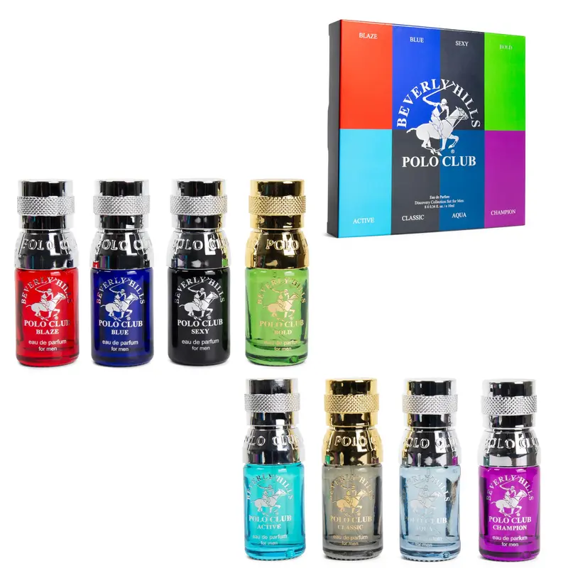 Beverly Hills Polo Club | BHPC Discovery Collection – 8PC Fragrance Slider Set for Men – Bold & Versatile Masculine Scents – Long-Lasting All-Day Fragrance | Ideal for Everyday Use, Travel, or Gifting