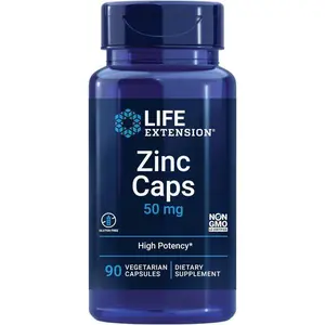 Life Extension Zinc Caps, zinc 50 mg, zinc Citrate, Support The Body's Immune defenses, Ultra-absorbable, Vegetarian, Non-GMO, Gluten-Free, 90 Vegetarian Capsules