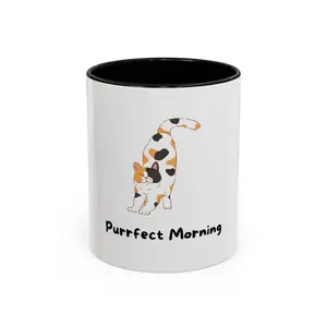 Purrfect Morning Cat Mug – Two-Tone Coffee Cup for Cat Lovers