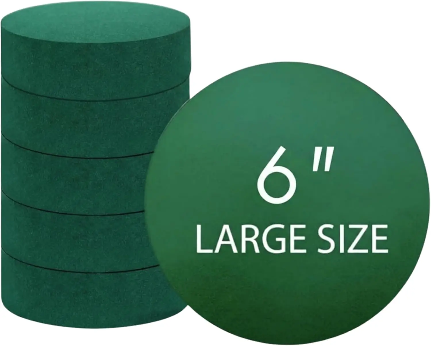 6 pcs 6 Inch Large Floral Foam Blocks, Round Green Wet Florist Foam for Fresh Flowers, Water Absorbent Floral Arrangement Supplies for Bouquets, Centerpieces and DIY Crafts