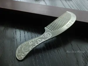 Anti-Itchy 999 Fine Silver Comb, Hand-carved Dragon, Silver Hair Comb, Hair Brush, Traditional Hmong Combs, 74g, Miao Silver Heritage, Gift for Birthday, Graduation, Anniversary, Comb for Head Massage