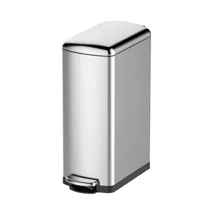 GARVEE Slim Kitchen Trash Can, 7.92 Gallon Garbage Can for Narrow Spaces, Waste Bin with Soft-Close Lid and Inner Bucket, Stainless Steel, 30L