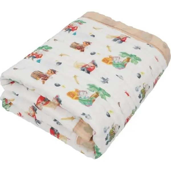 Organic Cotton Muslin Baby Blanket for Boys and Girls - Luxurious Soft Toddler Quilt for Swaddling - Gender Neutral Blankets Makes a Great Animal Pirates