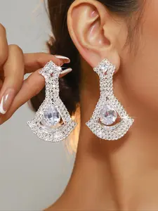 Elegant Rhinestone Decorated Dangle Earrings, Statement Earrings, Fashion Jewelry for Party, Daily Clothing Decor, Trendy All-match & Exquisite Jewelry for Birthday Gift