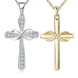 Zircon Infinity Love Cross Necklace  Women Men Couples Friends Daily Jewelry Anniversary Holiday Gift
