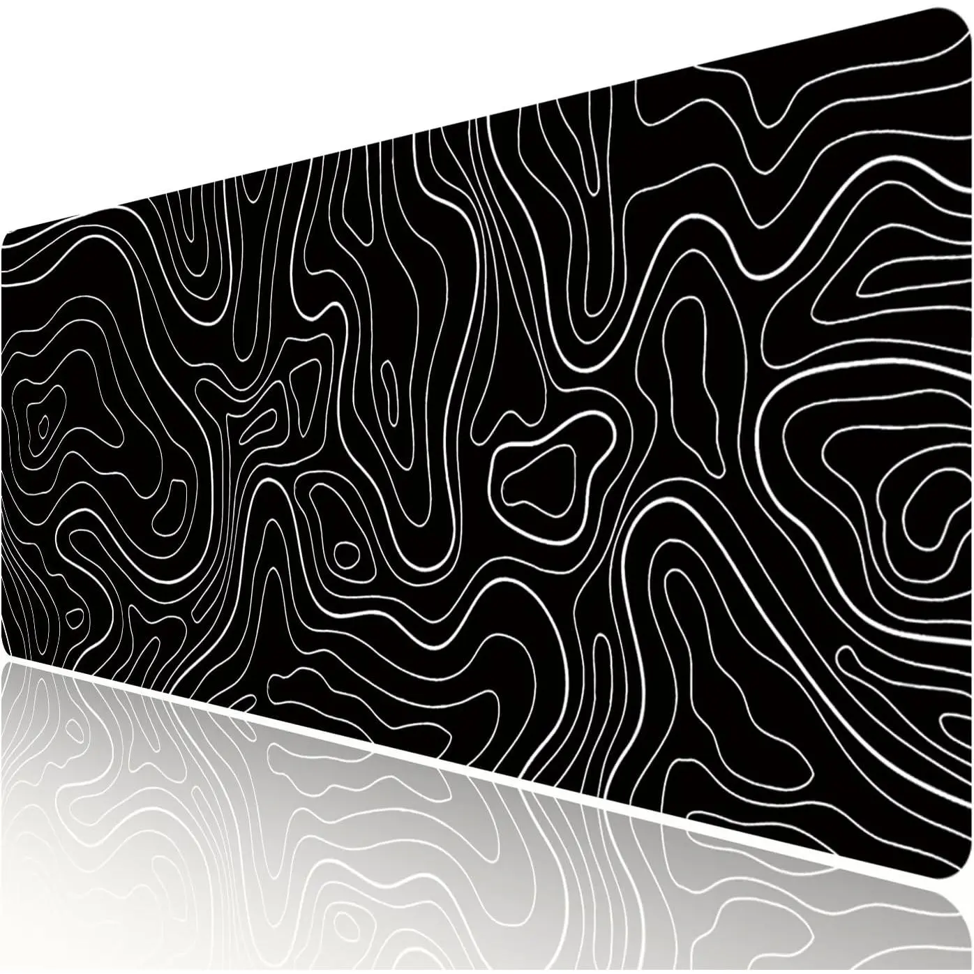 Large Gaming  Pad Extended XXL  Mat Long Desk Pad with Stitched Edges for Keyboard Home Office Gaming Work Big Desk Pad (35.4x15.7x0.12IN, 90x40),Black Topographic