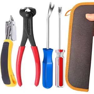 Upholstery Staple Remover Tack Puller Nail Remover Tool Set Nail Puller Plier, Staple Puller, Tack Lifter, Fastener Remover, for Furniture Floor Wall Wooden Case Photo Frame with a Leather Zipper Bag