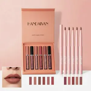Long-Lasting Matte Lip Glaze & Waterproof Lip Liner Set, 6pcs Matte Lip Gloss with 6pcs Waterproof Lip Liners, Moisturizing Formula for Girls & Women