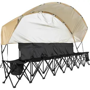 VEVOR Portable Folding Bench, 6 Seats Foldable Sideline Bench, Outdoor Camping Bench Chairs with Carry Bag, Team Sport Sideline Benches for Football, Camping, Fishing, No Assembly Instant SeatingVEVOR Super Brand Day