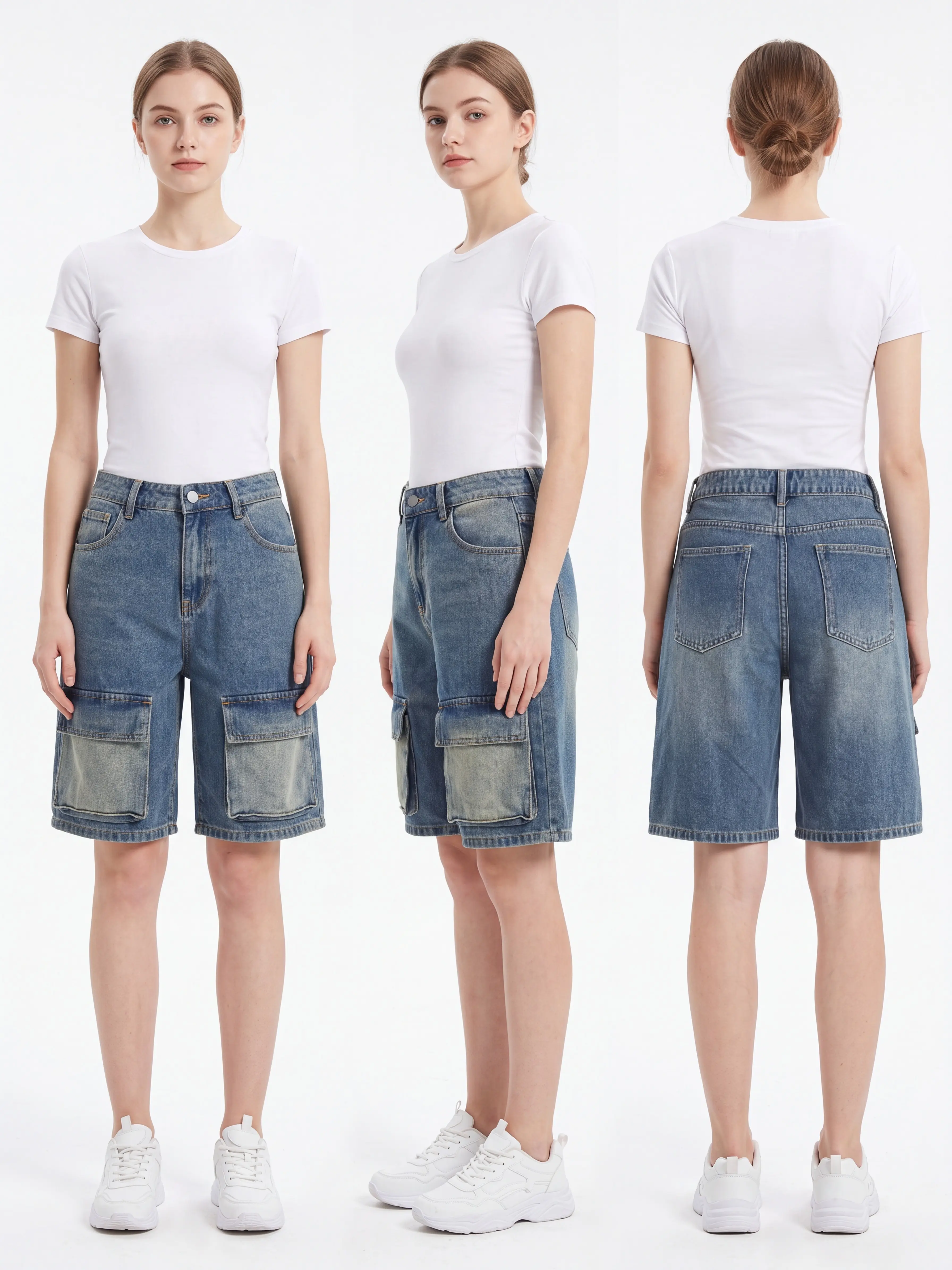 # medium wash denim# casual jorts short# vintage fit jeans# s pick# brxl new arrivals# vintage denim short