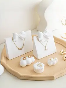 Marble Bow Jewelry Display Tray, Multifunctional Ring Earring Holder, Perfect Gift for Valentine's Day Christmas New Year