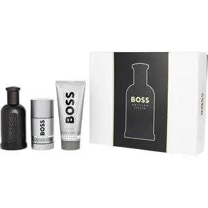 Boss Bottled Set-Parfum Spray 3.3 Oz & Deodorant Stick 2.4 Oz & Shower Gel 3.3 Oz For Men