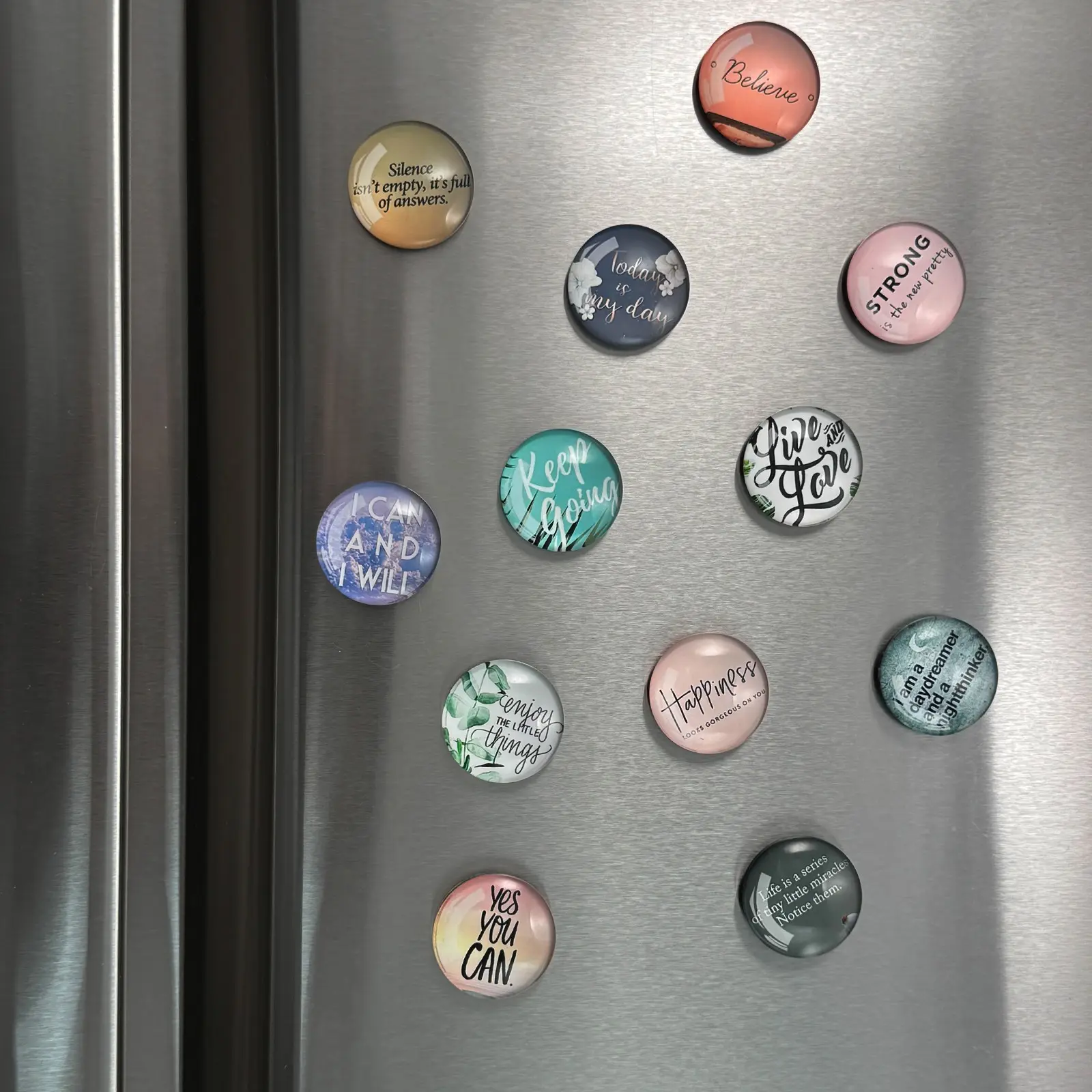 12 Inspirational Magnetic Quotes Magnets, Kitchen Fridge Office Cabinet Decor, Multi-Purpose Whiteboard Storage Cupboard Accessories