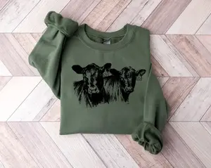 Cow Sweatshirt, Cow T-Shirt, Western Crewneck Comfort Sweatshirt, Cottagecore Clothing Cow Sweater, Comfort Western Wear Gifts for Cow Lovers