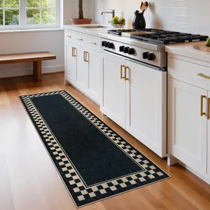 Easy Jute Runner Rug, 2x6 Kitchen Runner Washable Rug Runners for Hallways Farmhouse Checkered Carpet, Non-Slip Indoor Outdoor Runner Modern Door Mat for Entry Front Door Entryway Porch