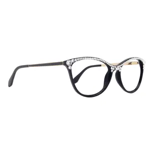 Cattitude Bling Reading Glasses 4 Women W Clear on Top Genuine European Crystals, Magnifying Cat Eye  NY Fifth Avenue Eyeglass Frames High Quality Eyewear