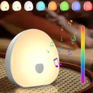RGB LED White Noise Sleep Aid Lamp with Touch Control, Adjustable Brightness, Adjustable Lights for Sleep, Meditation & Reading, USB Rechargeable with 1200mAh Battery, Timer Function, Dimmable Rgb Light, Ambiance Light, Nightlight for Bedroom
