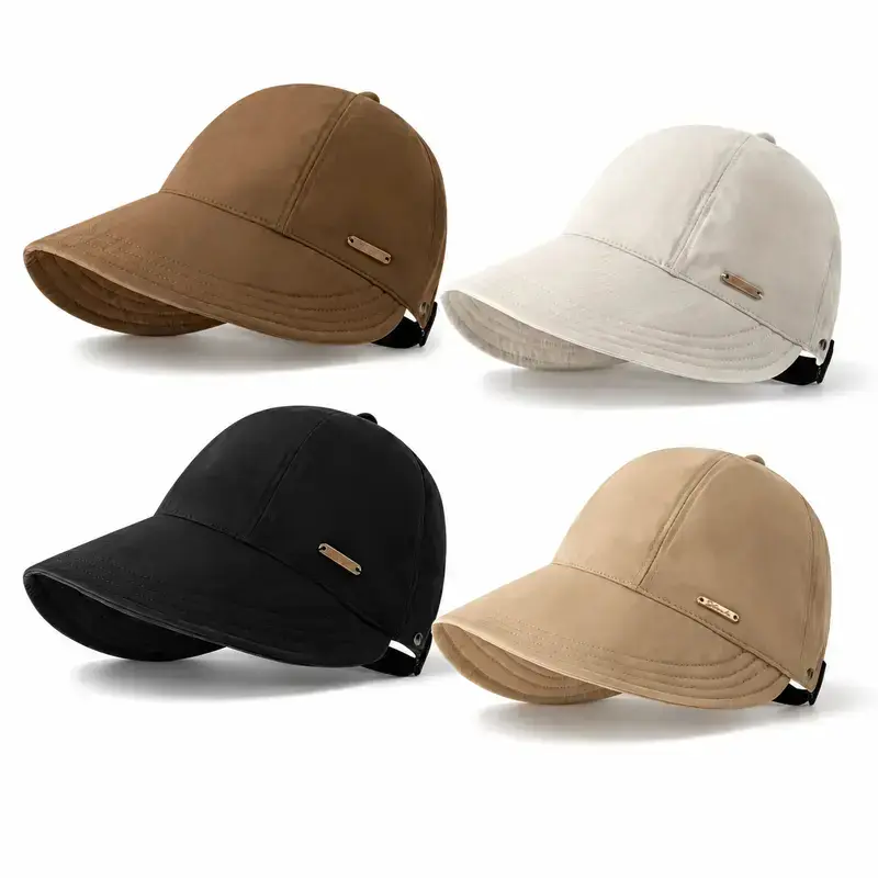 Women's Wide Brim Sun Hat - 1/2/4 Multiple Packs, UPF 50+ UV Protection, Foldable Ponytail Baseball Cap with Adjustable Back Strap, Lightweight Breathable Fabric Outdoor Wear for Beach, Hiking, Travel, Wide Brim Hat, New