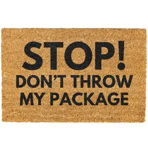 Stop Don't Throw My Package doormat, Welcome Mat, Funny Door mat