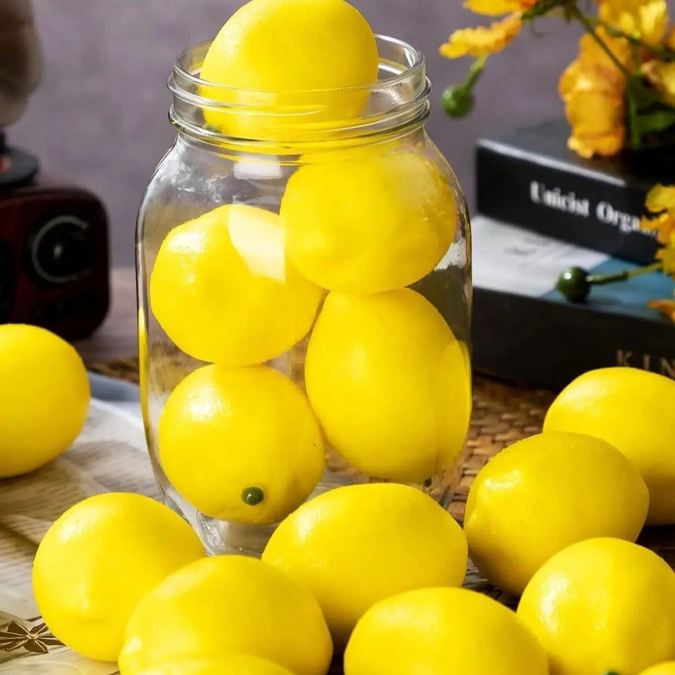 2-Pack Realistic Lemon Fake Fruit Models, Home Kitchen Wedding Party Photography Props, Decorative Gift for Birthdays Graduation