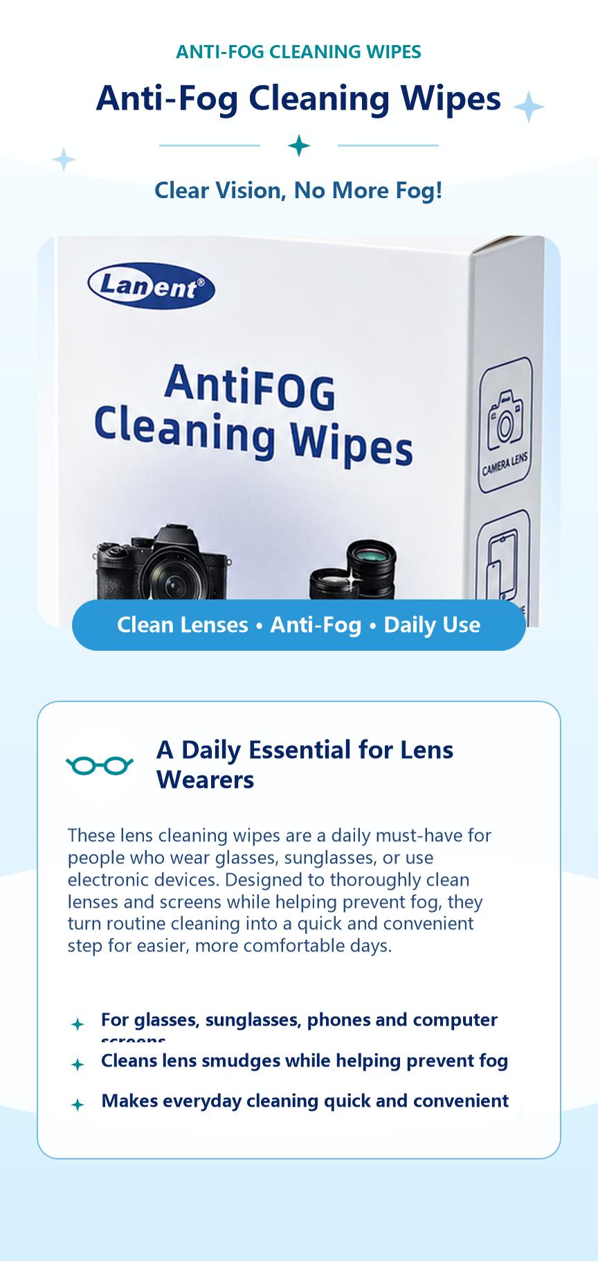 50Pcs Anti-Fog Lens Wipes, Portable Individually Packed Lens Cleaning Wipes for Eyeglasses, Sunglasses, Screens, Camera Lenses, Anti-Fog Wipe Surfaces Compatible 50Pcs Anti-Fog Lens Wipes, Portable Individually Packed Lens Cleaning Wipes for Eyeglasses, Sunglasses, Screens, Camera Lenses, Anti-Fog Wipe Surfaces Compatible