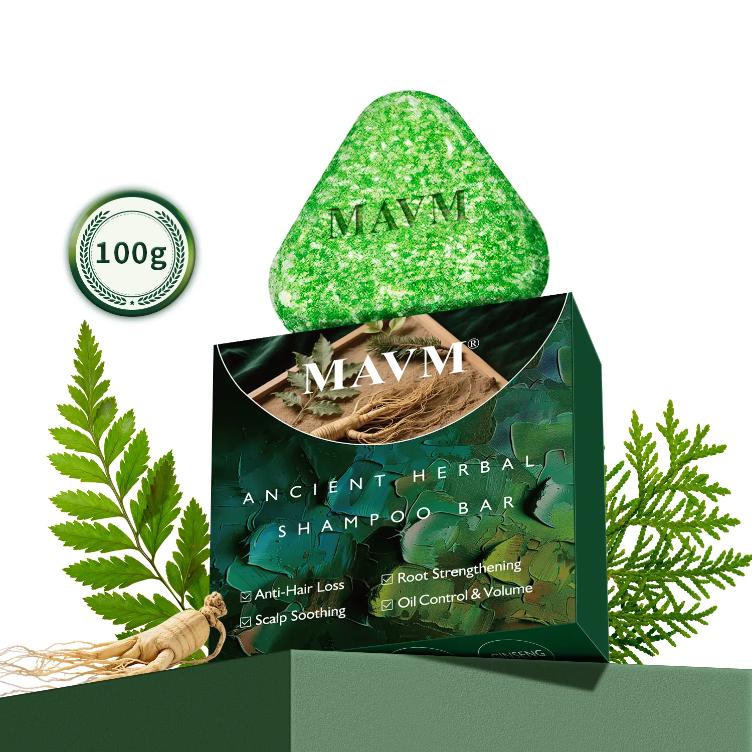 Natural Herbal Shampoo Bar – With Ginseng, Biota Leaf & Silk Protein, Strengthens Roots, Reduces Hair Fall, Herbal Hair Growth & Repair Soap
