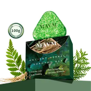 Natural Herbal Shampoo Bar for Weak & Thinning Hair Solid Shampoo with Ginseng, Biota Leaf & Silk Protein – Strengthen Roots & Scalp Care