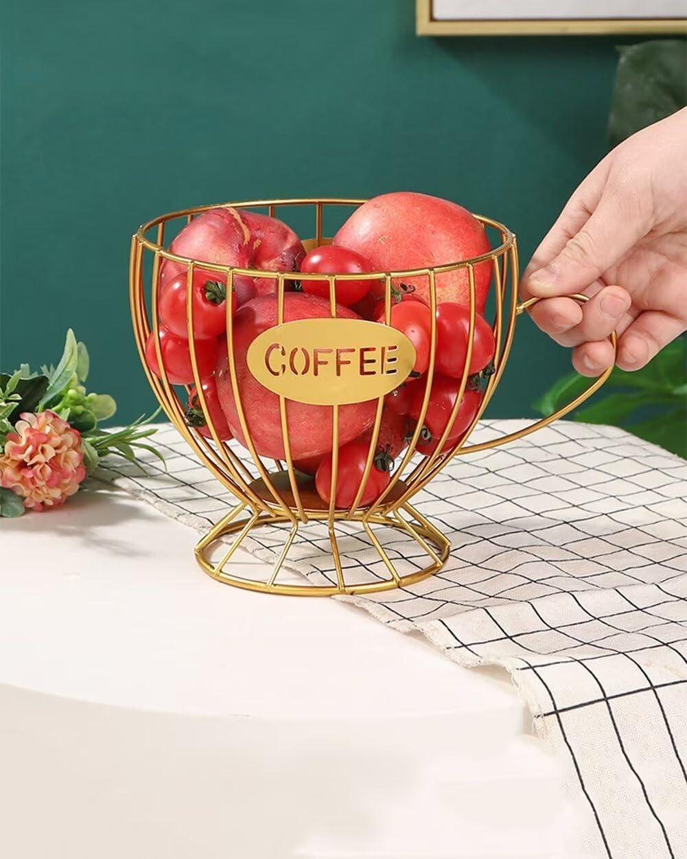 Metal Coffee Capsule Storage Basket Cup Shape Wire Coffee Pod Holder Countertop Coffee Organizer for Cup Coffee Station Decor