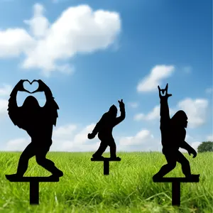 3pc, Metal Decorative Garden Stakes Sasquatch Gifts For Men Women, Sasquatch Statue Decorations Outdoor, Patriotic Decor, Yard Art, Patio, Outside, Lawn Decorations Sculpture