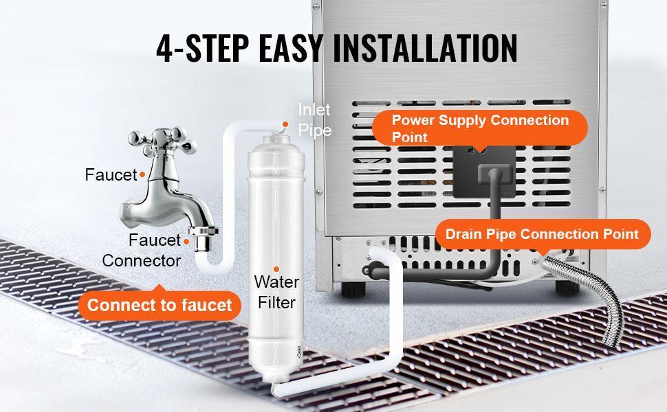 【Summervibes】VEVOR 110V Commercial Ice Maker Machine 120-130LBS/24H with 33LBS Bin, Stainless Steel Automatic Operation Under Counter Ice Machine for Home Bar, Include Water Filter, Scoop VEVOR Super Brand Day 【Summervibes】VEVOR 110V Commercial Ice Maker Machine 120-130LBS/24H with 33LBS Bin, Stainless Steel Automatic Operation Under Counter Ice Machine for Home Bar, Include Water Filter, Scoop VEVOR Super Brand Day