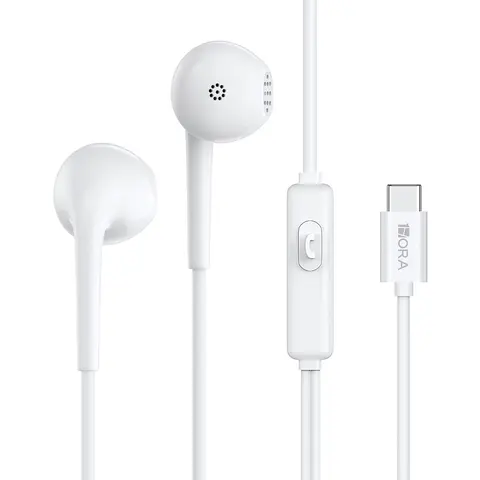 AUT124 USB-C Wired In-Ear Electronic Earphones with Built-In Mic - Audio Cable Connection, Phone Accessory for Android Devices & Tablets, Portable Easy-to-Use Mobile Music Headset