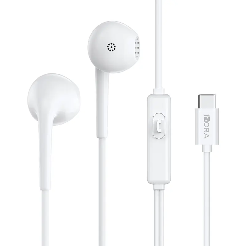 AUT124 USB-C Wired In-Ear Electronic Earphones with Built-In Mic - Audio Cable Connection, Phone Accessory for Android Devices & Tablets, Portable Easy-to-Use Mobile Music Headset
