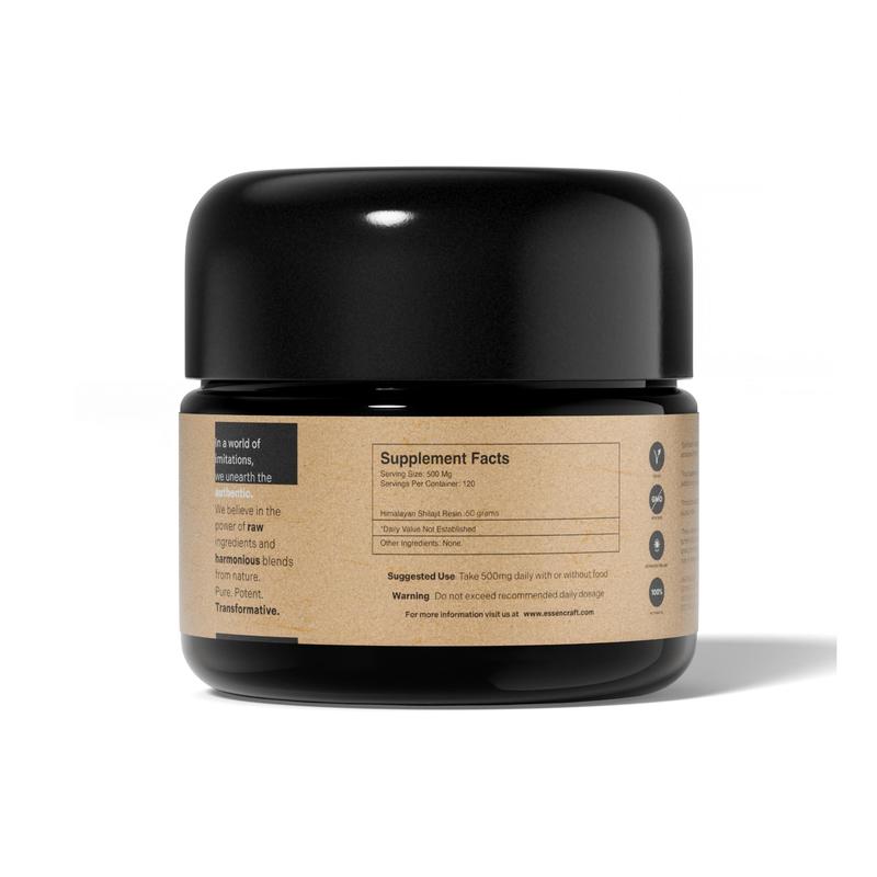 Pure Himalayan Organic Shilajit Resin Supplement - 500mg Max Potency, 85+ Trace Minerals, Humic & Fulvic Acid, Shilajit for Men & Women, Immune Support, Energy & Mental Clarity, 4 Month Supply, 60g